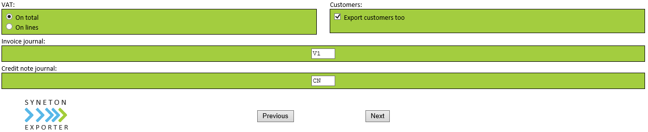 Exporter: paramètres ConXioN Account.net