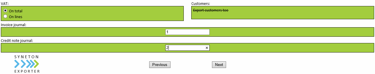 Exporter: parameters Cubic Pro